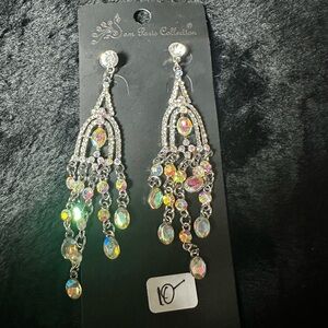 Silver and Multicolor Dangle Earrings
